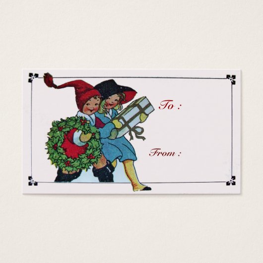 KINDEREN MET CHRISTMASGIFTEN VISITEKAARTJES (Voorkant)