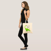 Kinderen met de naam id green dinosaur book canvas tote bag (Voorkant (model))