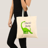 Kinderen met de naam id green dinosaur book canvas tote bag (Voorkant (product))