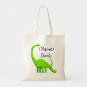 Kinderen met de naam id green dinosaur book canvas tote bag (Voorkant)