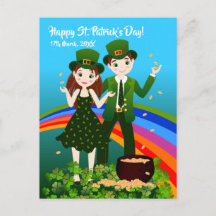 Kinderen met een groen Sint Patrick's Day-kleding Briefkaart