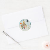 Kinderen met een haasje in de winter - Kerstmis Ronde Sticker (Envelop)