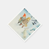 Kinderen met een haasje in de winter - Kerstmis Servet (Hoek)