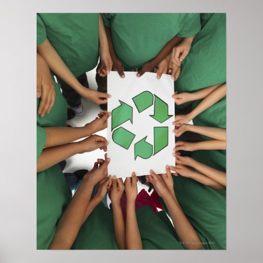 Kinderen met een recyclingteken poster (Voorkant)