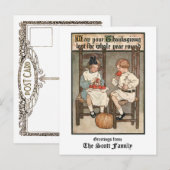  kinderen met een Thanksgiving begroeting Feestdagenkaart (Voorkant / Achterkant)