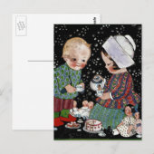  kinderen met een tijdelijke Tea Party Briefkaart (Voorkant / Achterkant)