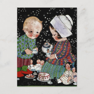  kinderen met een tijdelijke Tea Party Briefkaart