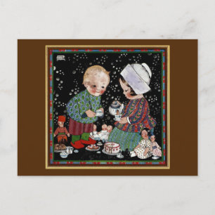  kinderen met een tijdelijke Tea Party Briefkaart