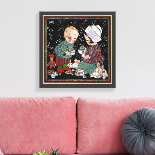 kinderen met een tijdelijke Tea Party Canvas Afdruk (Insitu (Woonkamer))