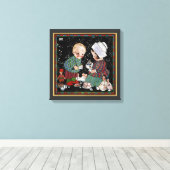  kinderen met een tijdelijke Tea Party Canvas Afdruk (Insitu (Houten vloer))