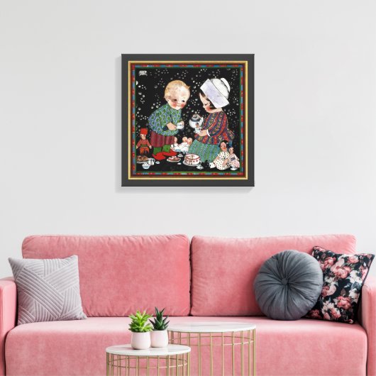  kinderen met een tijdelijke Tea Party Canvas Afdruk (Insitu (Woonkamer))