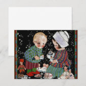 kinderen met een tijdelijke Tea Party Kaart (Voorkant / Achterkant)