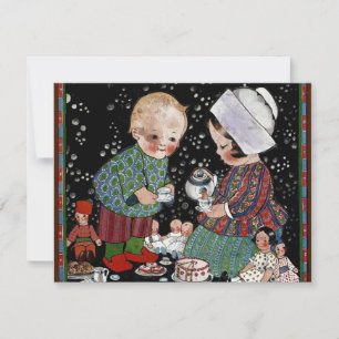  kinderen met een tijdelijke Tea Party Kaart