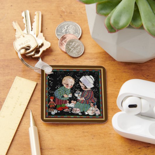  kinderen met een tijdelijke Tea Party Sleutelhanger (Bureau)