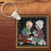  kinderen met een tijdelijke Tea Party Sleutelhanger (Voorkant)