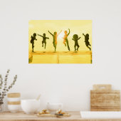 Kinderen met flap en speel door het strand poster (Keuken)