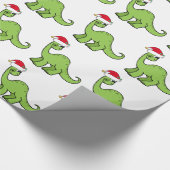 Kinderen met groene kerst Dinosaur Santa Cadeaupapier (Hoek)