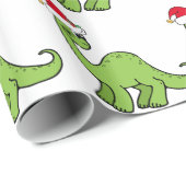 Kinderen met groene kerst Dinosaur Santa Cadeaupapier (Rol Hoek)