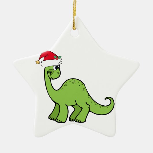 Kinderen met groene kerst Dinosaur Santa Keramisch Ornament (Voorkant)