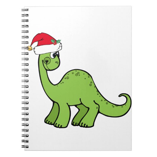 Kinderen met groene kerst Dinosaur Santa Notitieboek (Voorkant)