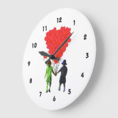 Kinderen met handen en hartballonnen grote klok (Hoek)