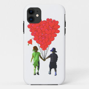 Kinderen met handen en hartvormige ballonnen Case-Mate iPhone case