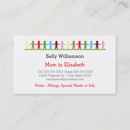 Kinderen met handpalen Aangepaste informatie voor  Contactkaartje (Voorkant)