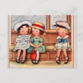  kinderen met harten, afgebeeld als krant briefkaart (Voorkant)