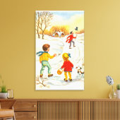 Kinderen met hond canvas afdruk (Insitu (Woonkamer))