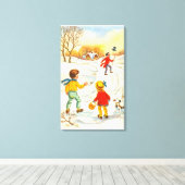 Kinderen met hond canvas afdruk (Insitu (Houten vloer))