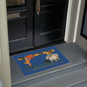  kinderen met Jack-O-Lantern en zwarte kat Deurmat