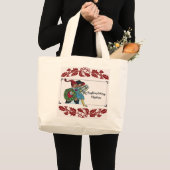 KINDEREN MET KERSTCADEAUS EN RODE BLOEMEN GROTE TOTE BAG (Voorkant (product))