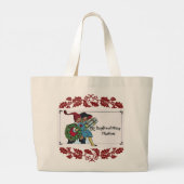 KINDEREN MET KERSTCADEAUS EN RODE BLOEMEN GROTE TOTE BAG (Achterkant)