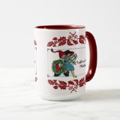 KINDEREN MET KERSTCADEAUS EN RODE BLOEMEN MOK (Voorkant rechts)