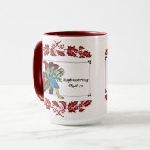 KINDEREN MET KERSTCADEAUS EN RODE BLOEMEN MOK (Voorkant links)