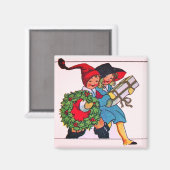 KINDEREN MET KERSTCADEAUS MAGNEET (Voorkant / Achterkant)