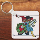KINDEREN MET KERSTCADEAUS SLEUTELHANGER (Voorkant)