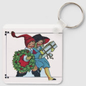 KINDEREN MET KERSTCADEAUS SLEUTELHANGER (Achterkant)