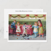 Kinderen met kerstfeest - Vintage Image Briefkaart (Voorkant / Achterkant)