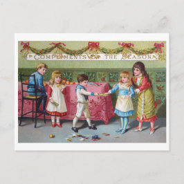 Kinderen met kerstfeest - Vintage Image Briefkaart