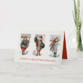   kinderen met kerstgroen feestdagen kaart (Voorkant)