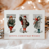   kinderen met kerstgroen feestdagen kaart