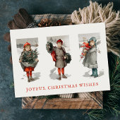   kinderen met kerstgroen feestdagen kaart