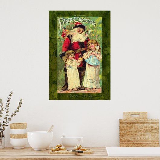  kinderen met kerstkerstPoster Poster (Keuken)
