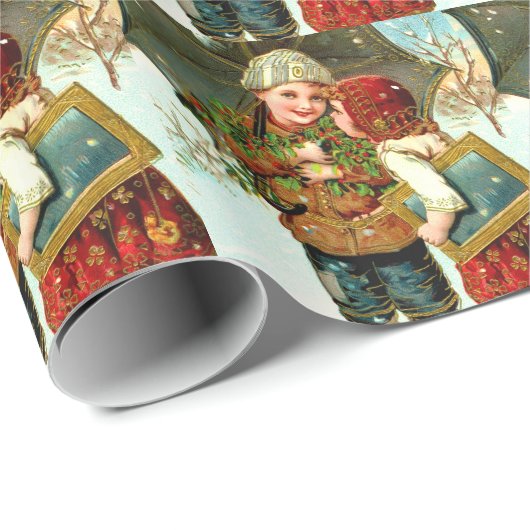 Kinderen met kerstmis cadeaupapier (Rol Hoek)