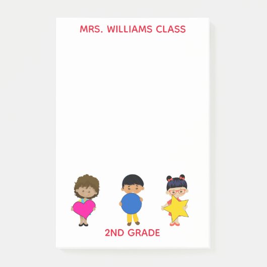 Kinderen met Kleurrijke Vormen Post-it® Notes (Voorkant)