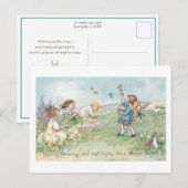  kinderen met lammeren en paasbundels feestdagenkaart (Voorkant / Achterkant)