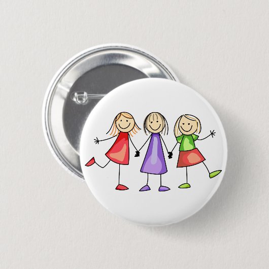 Kinderen met maatje ronde button 5,7 cm (Voorkant /achterkant)