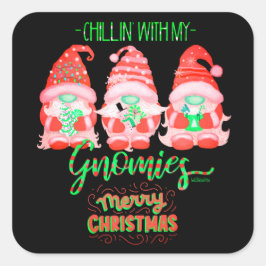 KINDEREN MET MIJN GNOMIES grappige kerst Vierkante Sticker