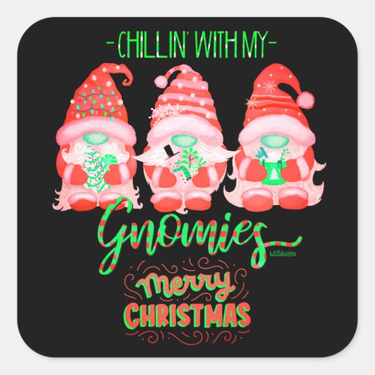 KINDEREN MET MIJN GNOMIES grappige kerst Vierkante Sticker (Voorkant)